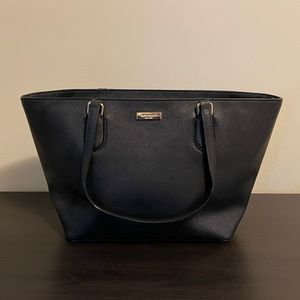 Kate Spade Black Crossgrain Leather Tote Handbag